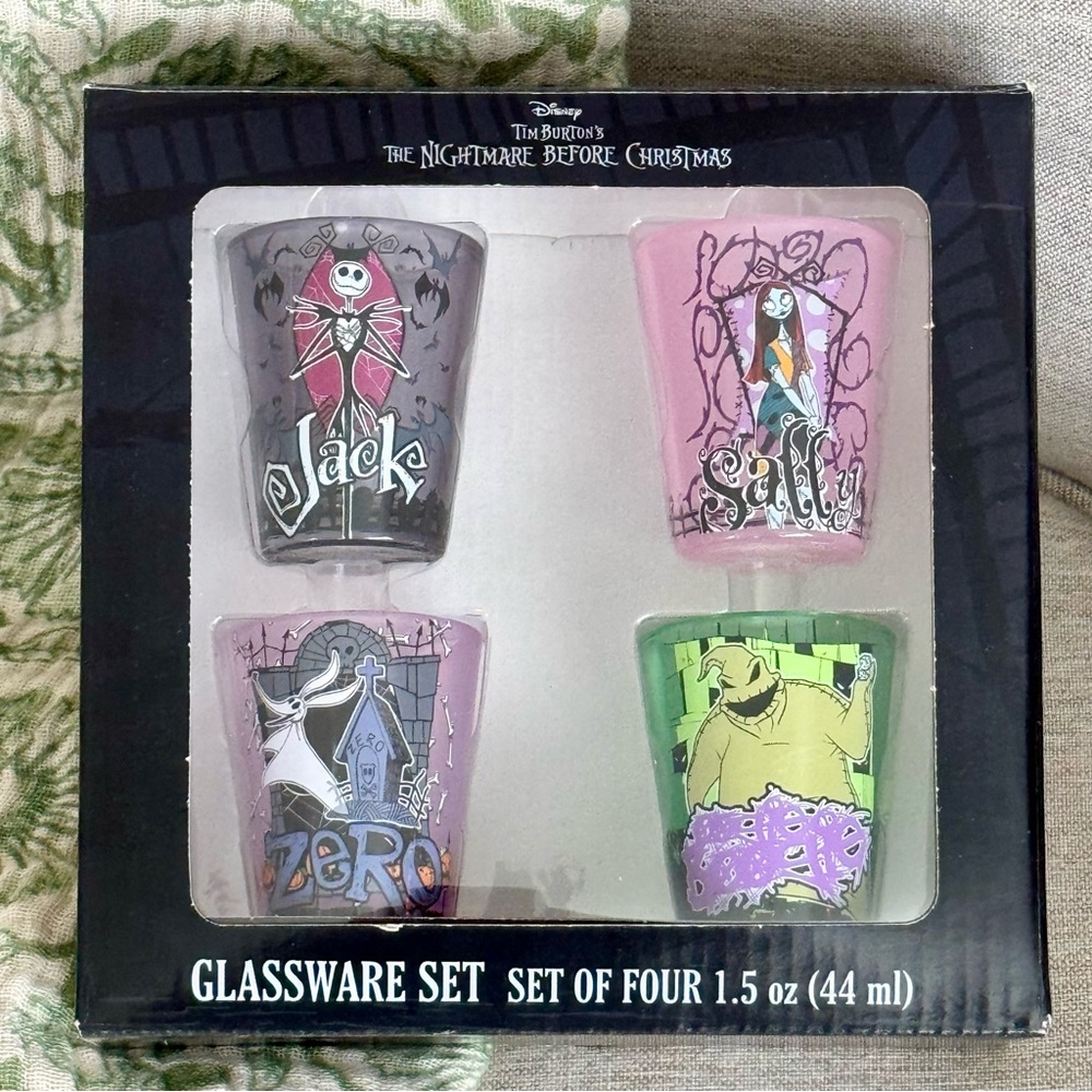 NIB Disney The Nightmare Before Christmas Shot Glass Set - Four 1.5oz Glasses
